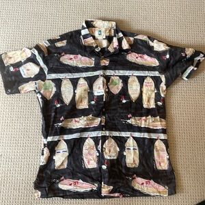 Kahala Hawaiian Islands Short Sleeve Button Shirt XL Boat Print